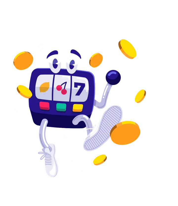 Caxino Casino slot machine mascot with coins