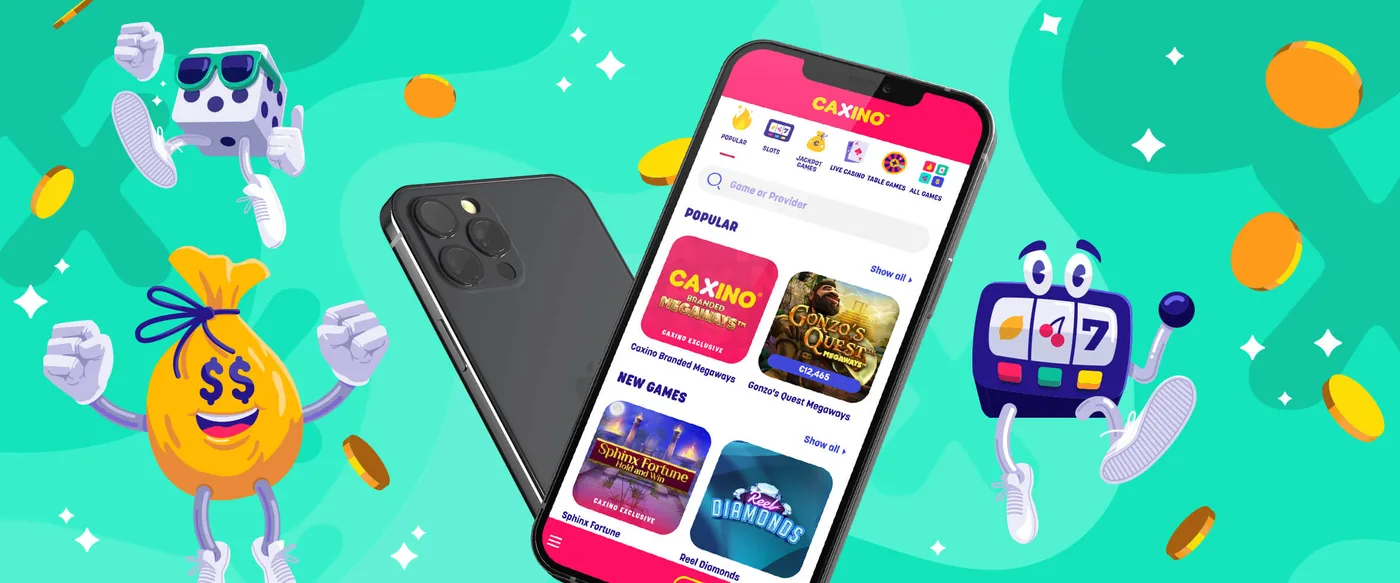 Caxino Casino lobby on a phone screen
